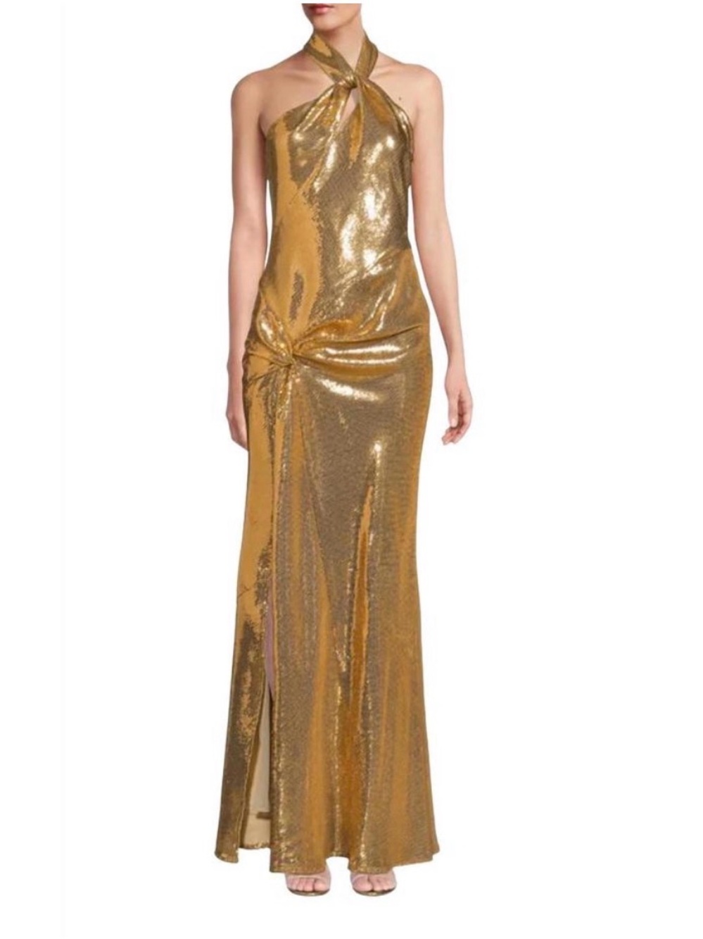 Ronny Kobo Selina Sequin Twist Halter Maxi Dress